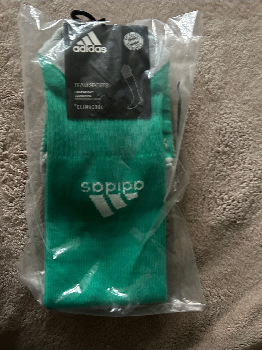 BAYERN adidas Men’s Teal Athletic Socks with White Logo